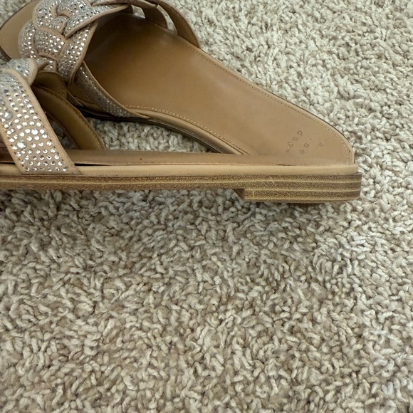 Elegant Tan Slide Sandals with Rhinestone Accents - Picture 6 of 7